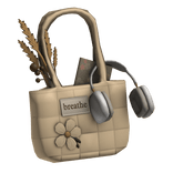 Puffy Tote Bag & Headphones + Notebook (Tan)