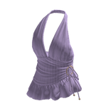 Pinstripe Ruched Halter Top (Purple)