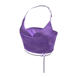 Purple Cowl Neck Mirror Party Crop Top