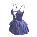 Purple Cute Ribbon Strap Ruffle Dress 🫐