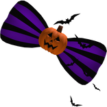 🎃. ⭑Purple Jack O'Lantern Striped Bat Bow