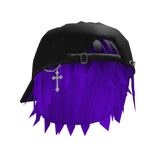 Purple Messy Anime Boy Hair w/ Y2K Distressed Hat