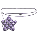 Purple Polka Cstar Quilted Waist Bag Silver