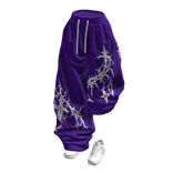 Purple Print Half Raised Baggy Sweatpants w/ Shoes