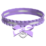 Purple Ruffled Ribbon Pearl Heart Choker Necklace