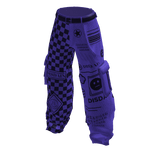 Purple Trendy Checker Graphic Baggy Cargo Pants