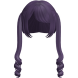Purple Twin Swirly Curls W Bangs