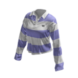 Purple White Baggy Long Sleeve Striped Polo 🫐