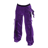 Purple&Black Bandana Cargo Distressed Pants