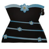(R6) Black&Blue Short Flower Dress 