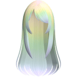 Rainbow Pastel Long Silky Hair W Side Swoop Bangs