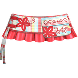 Rainbow Stripes Gyaru Floral Pleated Skirt Red 3.0