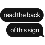 read the back of this sign good boy text