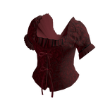 Floral Puff Sleeve Top with Ties (Red)