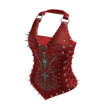 Spiked Ring Strap Corset Top (Red)