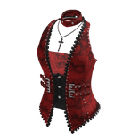 Studded Vest w/ Bandeau Top (Red)