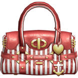 Red 2000s Designer Captain Bag Stripes Gold