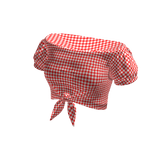 Gingham Off Shoulder Tie Top (Red)