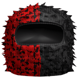 red and black camo distressed ski mask