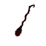 red and black witch broom