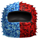 red and blue camo distressed ski mask
