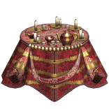 Red & Gold Rococo Victorian Tea Table Top Skirt