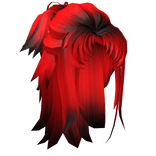 Red Anime Long Hair w/ Bun