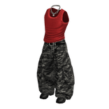 Red Baggy Camo Streetwear Outfit / 01