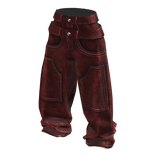 Red Baggy Washed Grunge Double Waist Jeans