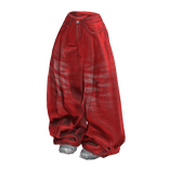 Red Baggy Y2K Skatecore Jeans