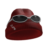 Red Beanie with Glasses
