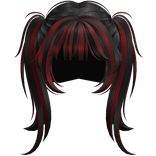red black jirai kei kawaii goth messy pigtails