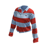 Red Blue Baggy Long Sleeve Striped Polo 🫐