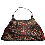 RED CHROME HEART LEOPARD PATCH BAG