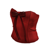 Red Classic Corset Top With Red Bow Ribbon
