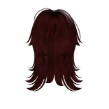 red cute messy anime hair w/ bangs