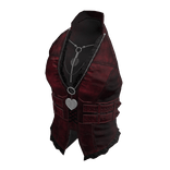 Red Cyber-Goth Heart Buckle Tactical Top