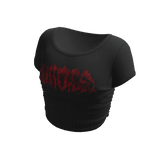 red cyber punk sigil tight crop top tee
