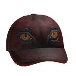Red Denim cap With Embroidered Eyes