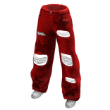 Red Distressed Baggy Stars Jeans