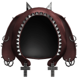 red emo distressed studded hood