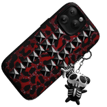 red emo leopard phone w/ charms