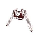 Red Fishnet Rave Crop Top