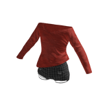 Red Fitted Long Sleeve Top & Plaid Shorts [PBR]