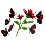 Red flower with butterfly