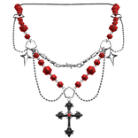 Red Gothic Cross Necklace