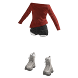 Red Grunge Plaid Layered Outfit [PBR]