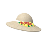 Red Hibiscus Embellished Brim Sun Hat