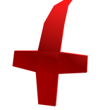 Red inverted cross face tattoo