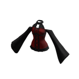 Red Lace Up Top Goth Long Sleeves Halloween Y2K